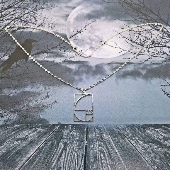 Fibonacci Spiral Sacred Geometry Silver Necklace - Picture 3 of 3